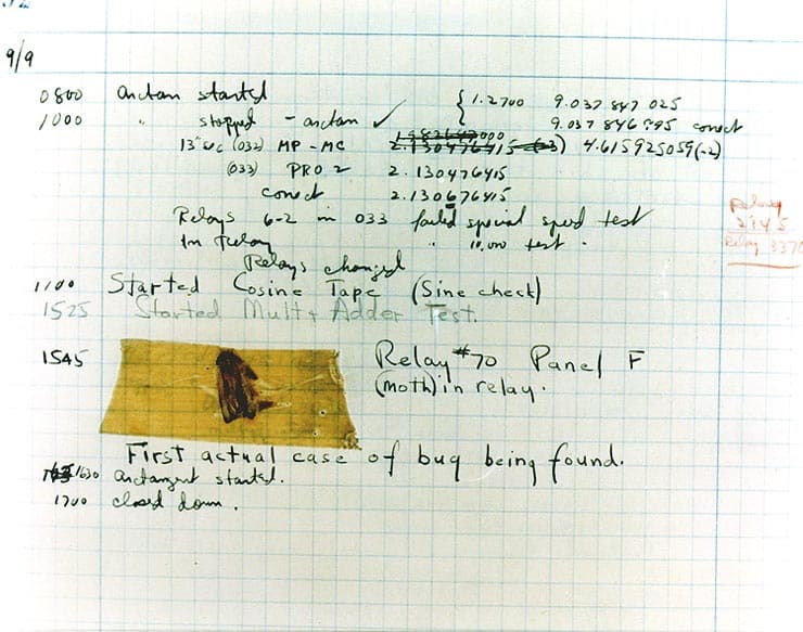 Moth taped in Grace Hopper&rsquo;s 1947 computer logbook