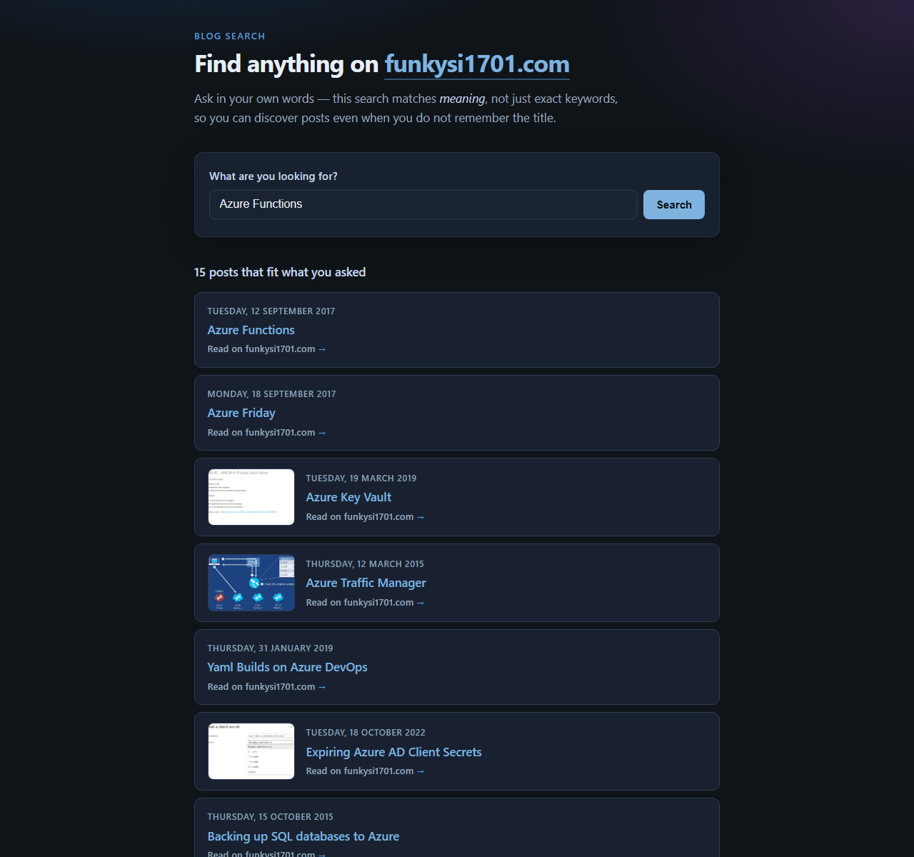 Semantic Search: natural-language blog search